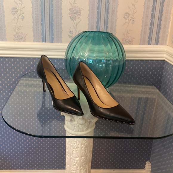 Coach Black Waverly Beadchain Leather Heels - Picture 1 of 9